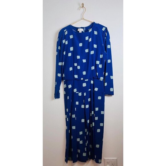 Silks By St. Gillian Silk Patterned Blue Maxi Long Dress 12 vintage - Picture 1 of 10